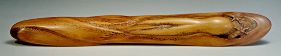 Swimming Frog: Boxwood, Inlay: Amber, Gold Leaf, Opal